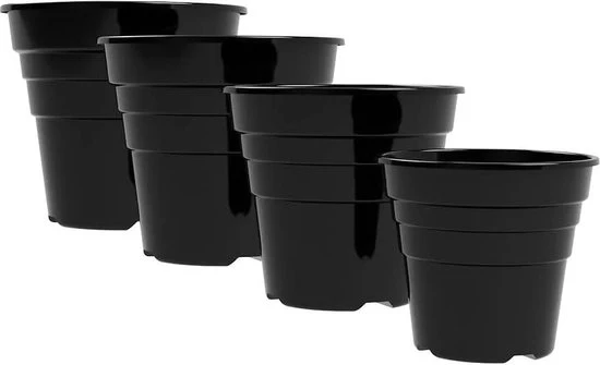 Set di 10 Poesie in Plastica Lucido Nero 15cm Rond Resistenti all'Uv e Riciclabili - Vasi da Fiori Reutilizzabili per Interno Esterno Decorazione Casa Giardinaggio - Prodotto in UK