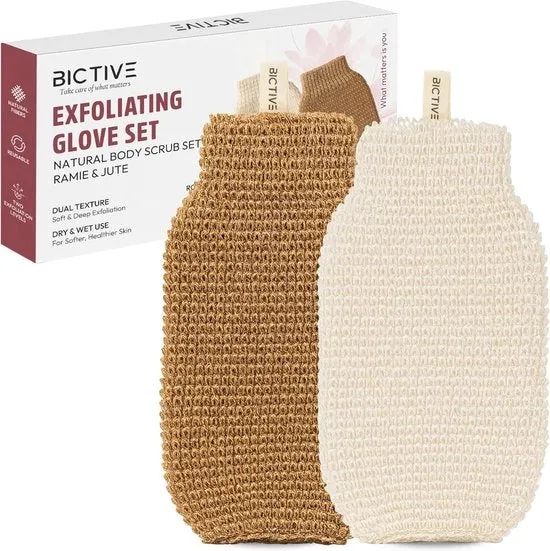 Set di 2 Manopole per lo Sciacquaggio con Fibre Naturali per una Pelle Liscia e Radiante