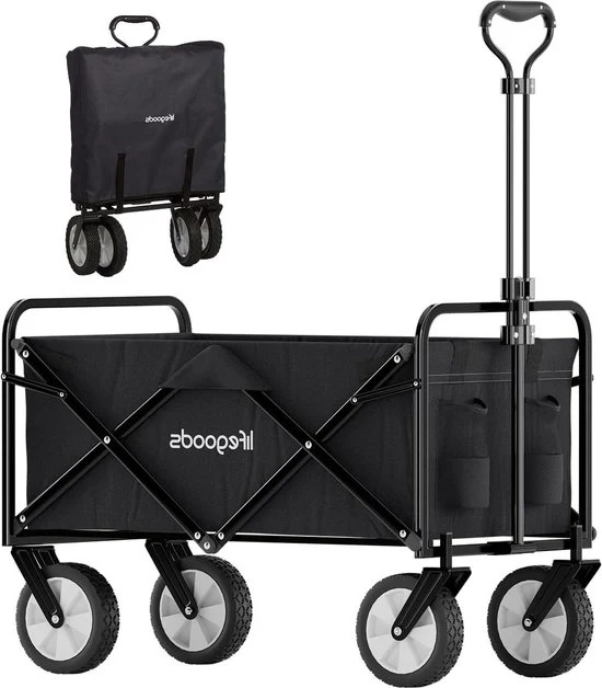 Carrello pieghevole per bambini - carrello trasportatore pieghevole - carrello da spiaggia fino a 80 kg - 94 litri - 98 x 45 cm - nero Trolley