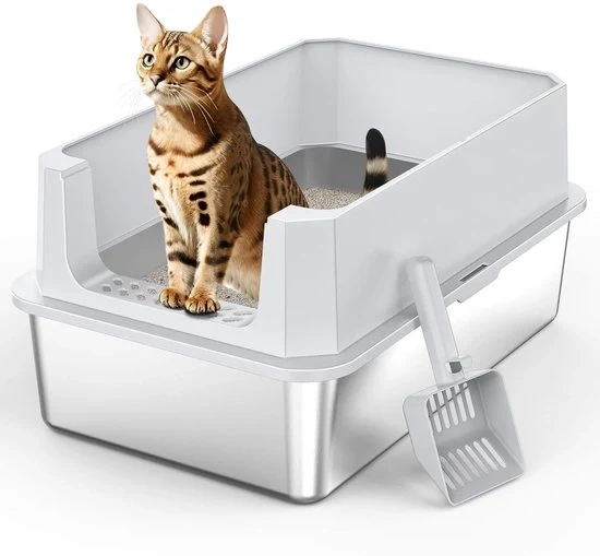 Cassetta per gatti di alta qualità - acciaio inossidabile - formato XL - adatto per più gatti