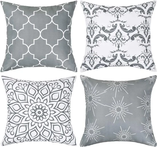 Set di cuscini decorativi morbidi - 4 pezzi - Grigio - 40 x 40 cm