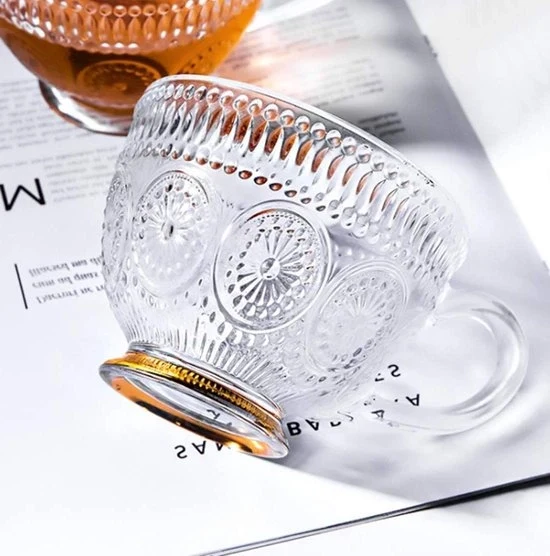 Tazza da Caffè in Vetro - Grande Tazza da Tè in Cristallo Chiara con Manico per Colazione Cereali Cappuccino Macchiato Bevande