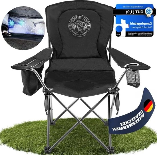 Sedia da campeggio con compartimento refrigerante - contenitore per bevande - tasche laterali - tasca - pieghevole fino a 150 kg - sedia da picnic - sedia pieghevole - sedia da spiaggia - sedia da giardino - outdoor - campeggio - festival