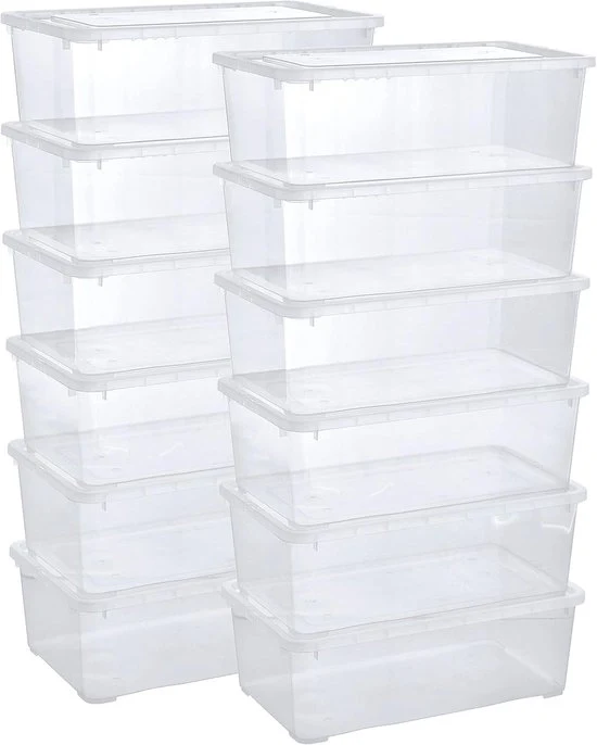 Scatole di archiviazione trasparenti a stack, ventilate - 12 x 5 L