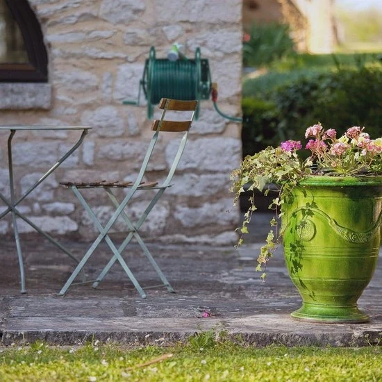 Haspel per tubi da giardino da 60 m - acciaio con 2 connessioni a click e supporto per tubo da parete - Dimensioni: 42 x 53 x 46 cm colore verde