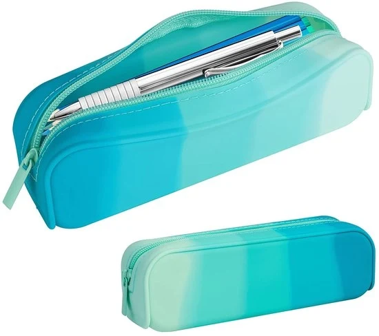 Etui in silicone - Acqua resistente - Ideale per la scuola - Blu - Organizzatore per pen case - Adatto per bambini e adolescenti