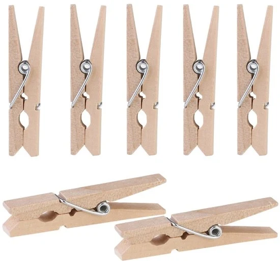 Wasknijpers in legno - mini-decorativi - 100 pezzi - 4,8 cm - legno