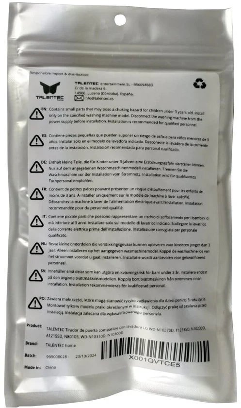 Accessorio di sostituzione per la lavatrice - 1 pezzo