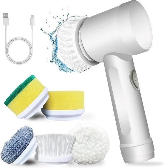 Set di spazzole per pulizia automatica - 3 teste - bagno - vasca da bagno - cucina - pavimenti - finestre - vasca - lavandino - doccia - kit di pulizia