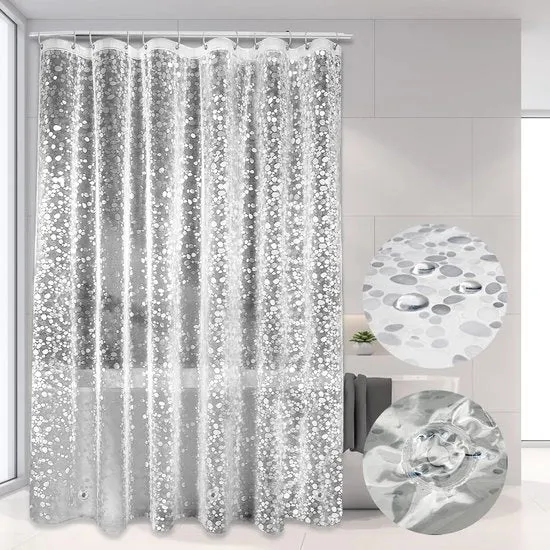 Douchegordijn con magnete - Antimuffa - 1 pezzo - Translucido - PEVA - 180x200 cm