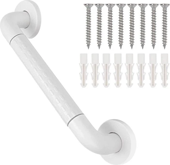 Maniglia Bagno 30 cm Antiscivolo ABS Inox - Anziani Bambini - Vasca Bagno WC - Montaggio alla Parete - Grigio