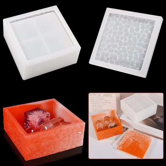 Modulo di gessaggio quadrato - Mastro di silicone per gioielli e decorazioni - 1 pezzo - Translucido - Gesso