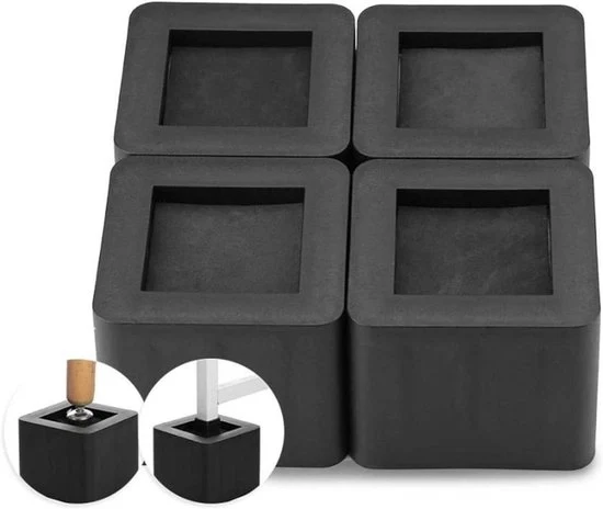 Set di Elevatori per Alta Ripostigliatura 4 pezzi - Elevatori Antiscivolo in PP per Cucina, Scrivania, Comodino - Nero Elevatore