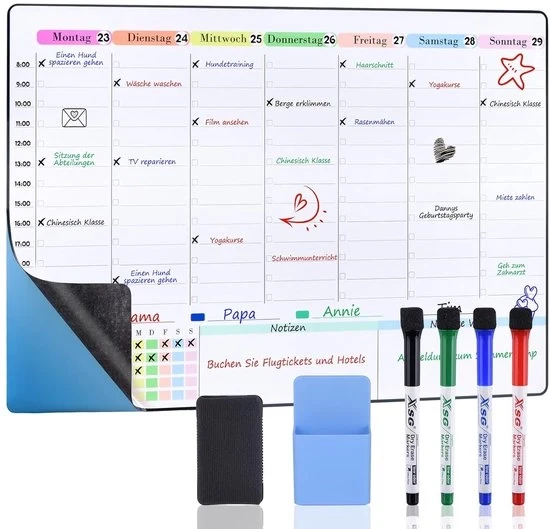 Weekplanner autoadesivo per muro e vetro - 1 pezzo