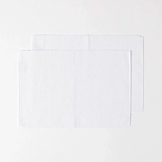 Tavoliere con righe orizzontali - Set da 2 - Bianco - 100% cotone - 50 x 33 cm