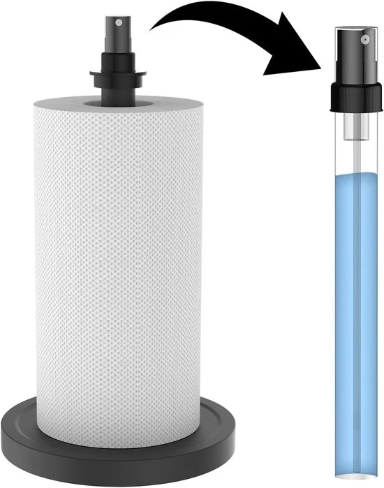 Porta asciugamano in carta con flacone - unico pulsante - 1 pezzo - nero - plastica