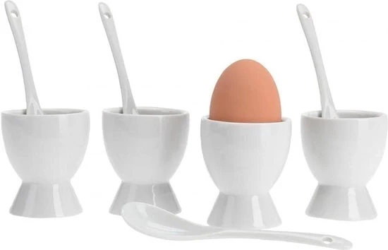 Set di contenitori per uova - Porcellana bianca - Set da 8 pezzi - Adatto per uova