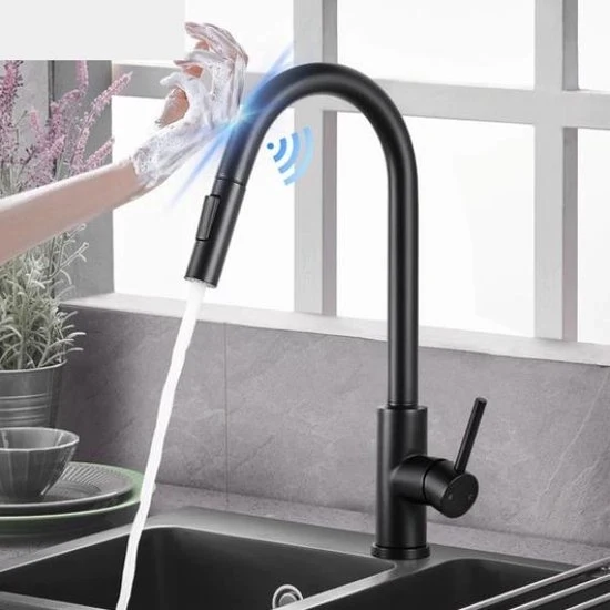 Ceramica con Sensore | Cucina Moderna | Rubinetto Trattabile | Touch | Lusso Rubinetti | Nero