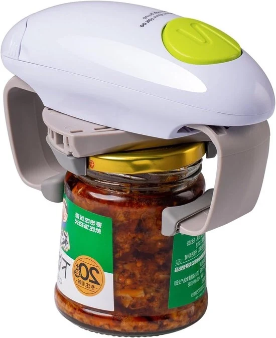 Apri automatico manuale - Lame lisce - Portatile - Senza mani - Batteria - Ideale per artrosi - Accessori per cucina - Apri bottiglie - Apertura automatica - Ideale per anziani - Bianco