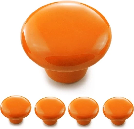 Set di 4 maniglie di porcellana arancione - stile vintage - maniglia della porta