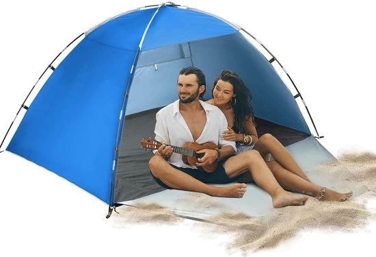 Ombrellone da spiaggia con protezione UV per 3-4 persone, con installazione facile, ideale per famiglie, giardini e campeggi.