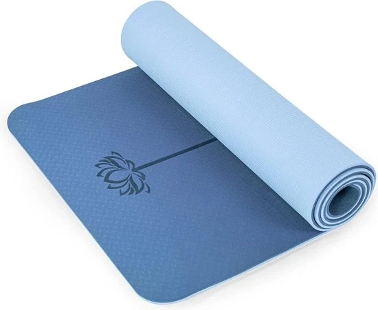 Mat di Yoga per Donna 1/3" per Esercizi a Casa di Pilates - Blu Navy-Luce Blu