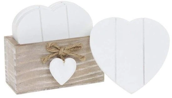 Sostegni in legno a forma di cuore - set da 6 - decorativi
