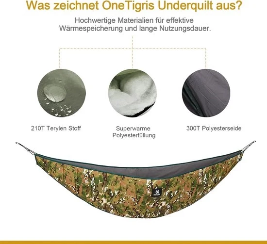 Materasso di sospensione isolante - protezione termica per materasso di sospensione - escursione campeggio - 280 x 120 cm - mimetico