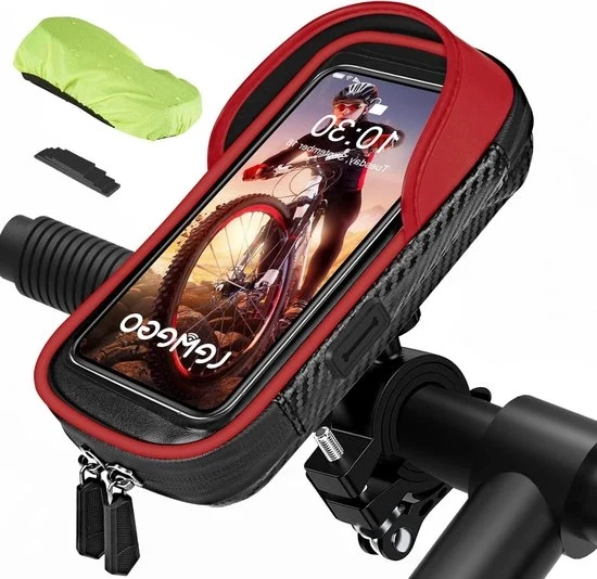 Teleregistratore acqua resistente per bicicletta - 360 gradi girevole - compatibile con smartphone da 4-7 pollici - con copertura per la pioggia