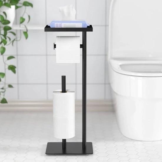 Toiletpapier dispenser con cassetta di stoccaggio - dispensatore di carta igienica per 4 rotoli - nero