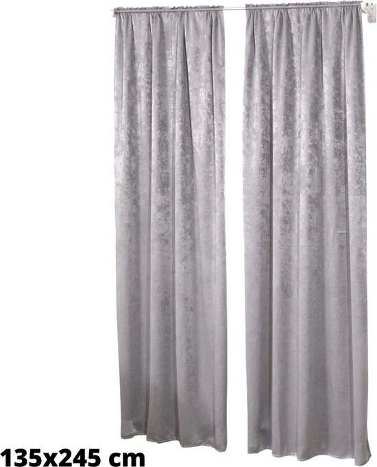 Tende - 2 pezzi - 100% Poliestere - Tendine/Tende/Vetri - Oscuranti & Termici - Grigio chiaro - 135x245 cm