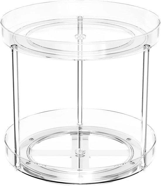 Organizzatore per Spezie Rotativo 2 Livelli, Tavolo Rotativo per Organizzatore Cucina Piccolo Compresso, Realizzato in PET, Organizzatore per Tavolo Rotativo per Caroselli di Spezie Rotativo, Adatto per Pentole di Spezie, Spezie e Fusti di Spezie.