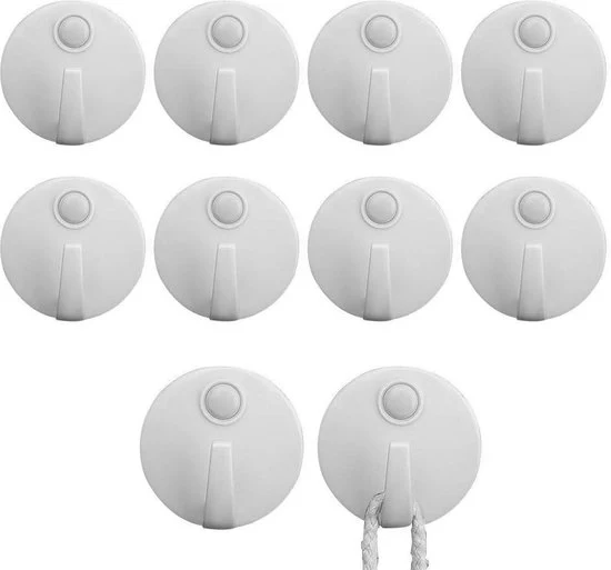 Haken per self-adesivo a forma rotonda - Set da 10 pezzi per bagno e cucina - adesivi per oggetti, appendiabiti, appendiasciugamani, appendiporta per parete e soffitto.