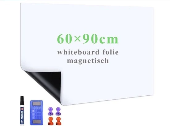 Folie da Parete 100x150 cm – Magnetica & Autoadesiva – Grande Sticker da Parete Bianco con Penna e Spatola – Per Muro, Ufficio e Scuola