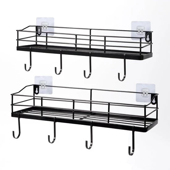 Rack per bagno - economizza spazio nero metallo - 2 pezzi