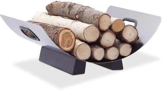Scatola di legno in acciaio - per legna da caminetto e lettura - 1 pezzo - 16x41x33 cm