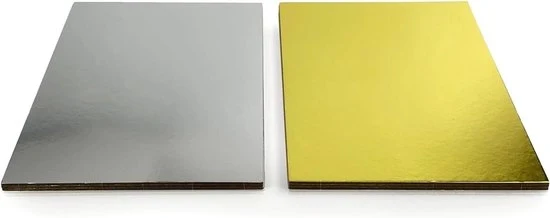 Decorazioni per torte - 3 mm - 30x40 cm - argento e oro - cartone - 3 pezzi