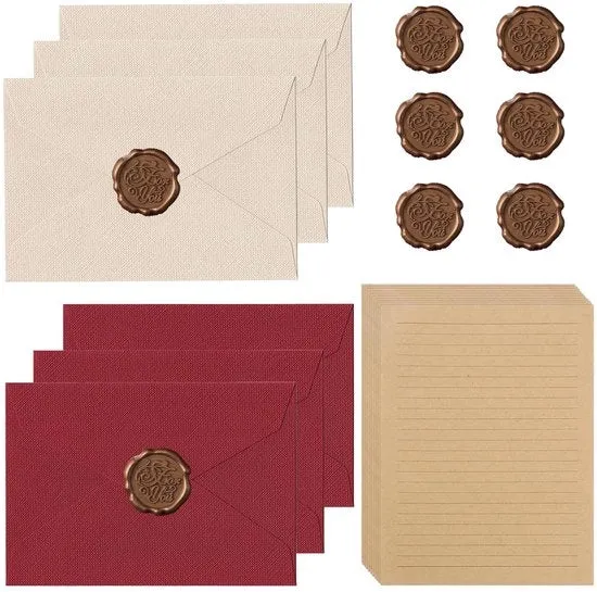 Set di pennarelli da lettera vintage - 22 pezzi - rosso bordeaux e bianco - lino