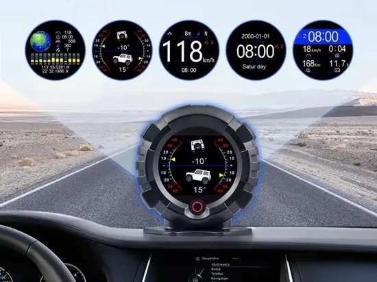 Display per Auto - Pendenza - Altimetro - Ora - GPS & Velocimetro in 1 - Montaggio su Pannello - Nero - Auto