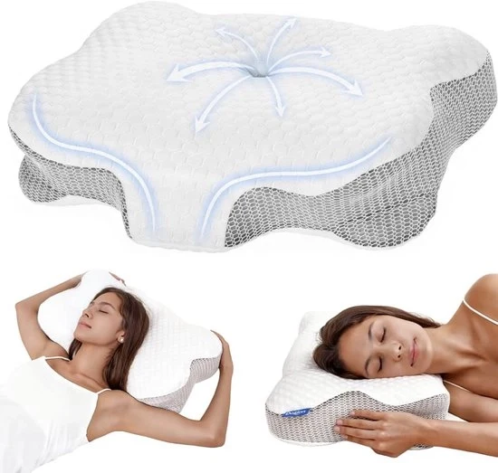 Cuscino a forma di nuvola ergonomico per il collo, cuscino per dormire sulla schiena e sul fianco, cuscino per dormire sulla pancia, cuscino per schiena e collo, cuscino per dormire in posizione laterale.