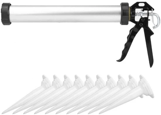 Pistola a silicone - Sealing pistola a polvere - 600 ml - Alluminio - Applicatore universale - Ideale per kit di vetro e adesivi - Adatto per lavori di bricolage