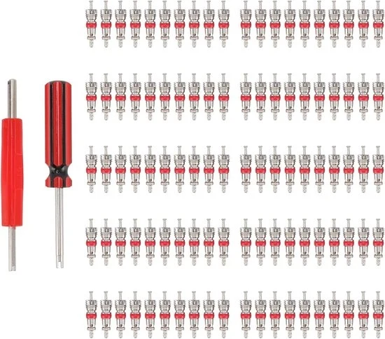 Strumento di rimozione del Klepsteel: Set di attrezzi per il core del ventile con 100 pezzi di core del ventile e 2 pezzi di attacco del ventile di cintura per la riparazione di auto, camion, SUV, biciclette e ATV
