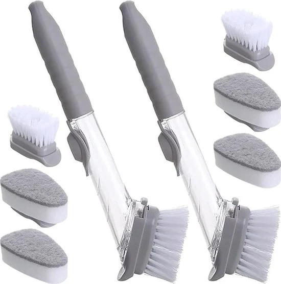Set di spugne per il lavaggio dei piatti con dispenser liquido 10 pezzi - set di spugne con dispenser per il sapone - spugna per il lavaggio dei piatti con liquido - manico lungo - spugna per la pulizia della cucina Specifiche tecniche: - 10 pezzi