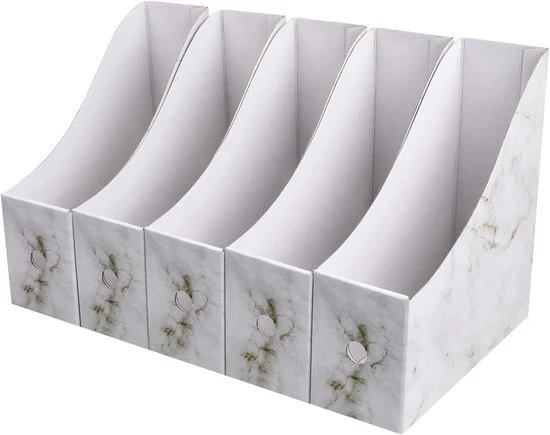 Cassa per riviste e organizzatore di archiviazione - Impermeabile - 5 pezzi - Marmoreizzato - Cartone