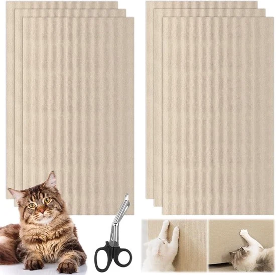 Pannelli autoadesivi per protezione di mobili da gatto - 5 pezzi - color kaki - 30 x 60 cm