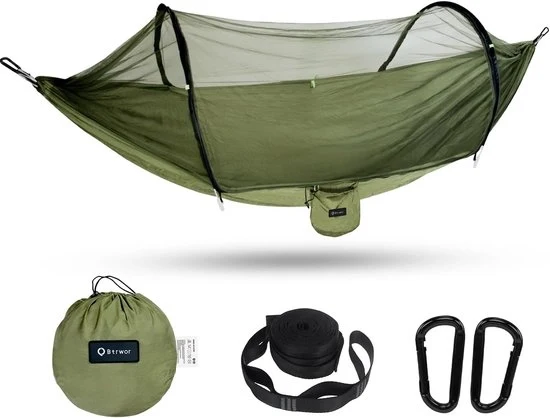 Hangmat per esterno con rete antizanzare - accessorio per campeggio - olio - nylon - 260 x 140 cm