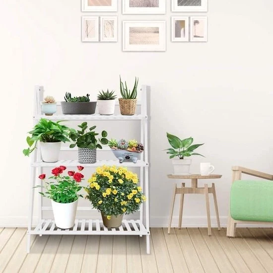 Scale a gradi tre piani per piante - scala per piante in legno - scala per fiori - scala per balcone - decorazione per giardino