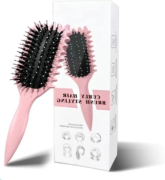 Borsetta a Spazzola per Capelli con Denti - Borsetta per Stile e Arricciatura - Rosa