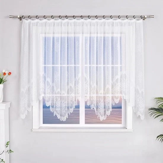 Gordino trasparente a jacquard - 1 pezzo - bianco - 145x450 cm