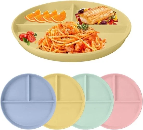 Set di piatti da tavola in plastica riutilizzabili divisi - 4 pezzi - resistente al microonde e lavastoviglie - per adulti e bambini - set di piatti da menu